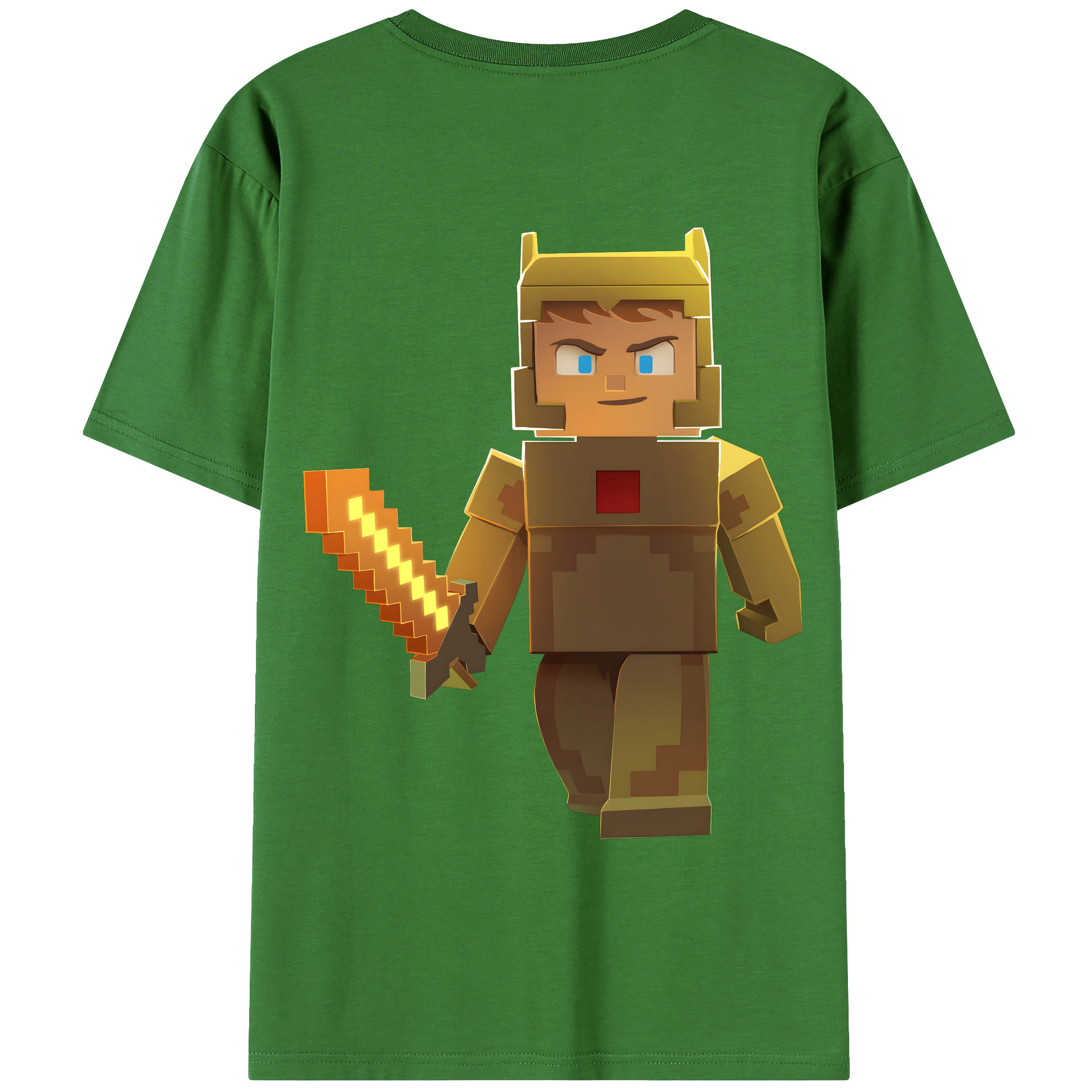 （画像用） マインクラフト ブロックの世界 Minecraft MC Block world レディース半袖Tシャツ(バックプリント)
